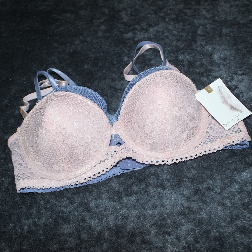 NWT Jessica Simpson Lace Baby Pink and Blue 36B Bras